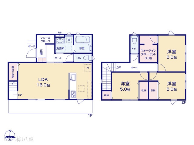 千葉県柏市酒井根７丁目の未入居 戸建て 3LDK間取図 ※図面と異なる場合は現況を優先