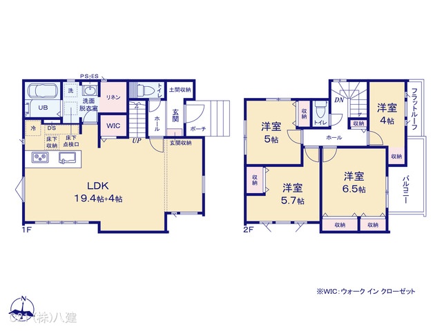 千葉県流山市大字北の新築戸建て 4LDK間取図 ※図面と異なる場合は現況を優先
