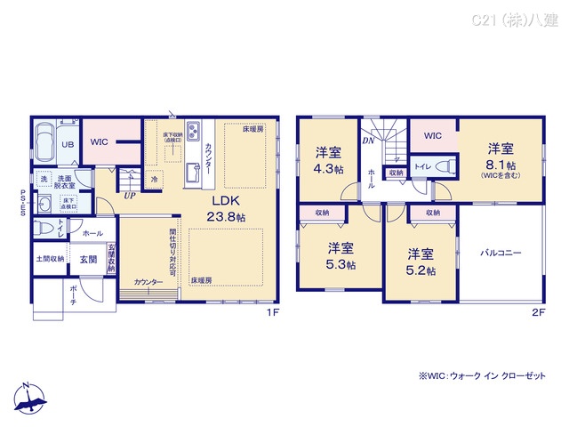 千葉県松戸市西馬橋３丁目の新築戸建て 4LDK間取図 ※図面と異なる場合は現況を優先