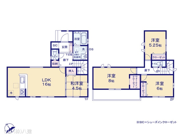 千葉県松戸市六実2丁目の新築戸建て 4LDK間取図 ※図面と異なる場合は現況を優先