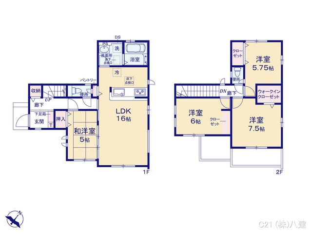 千葉県流山市名都借の新築戸建て 4LDK間取図 ※図面と異なる場合は現況を優先
