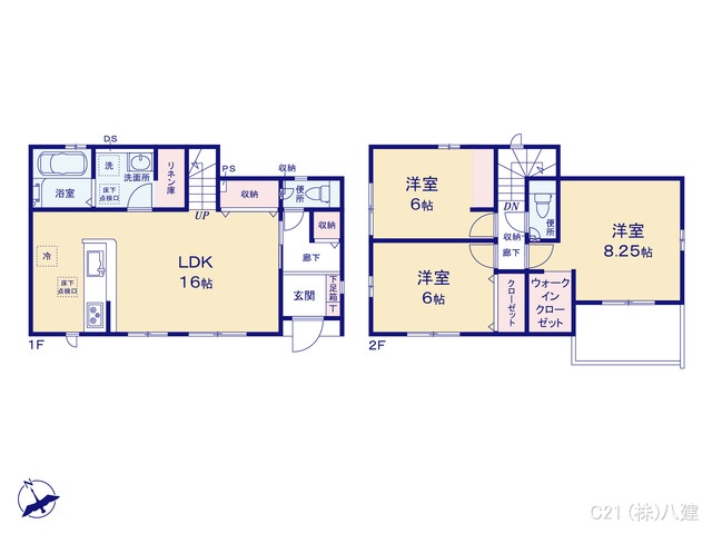 千葉県松戸市小山の新築戸建て 3LDK間取図 ※図面と異なる場合は現況を優先
