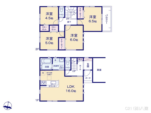 千葉県柏市あかね町の新築戸建て 4LDK間取図 ※図面と異なる場合は現況を優先
