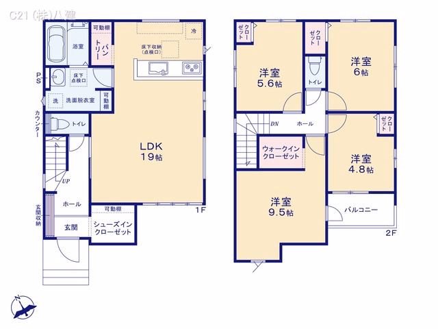 千葉県松戸市六高台7丁目の新築戸建て 4LDK間取図 ※図面と異なる場合は現況を優先