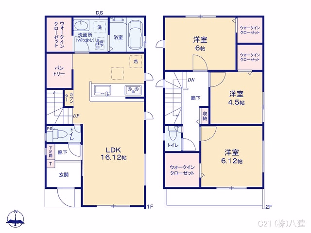 千葉県松戸市松飛台の新築戸建て 3LDK間取図 ※図面と異なる場合は現況を優先