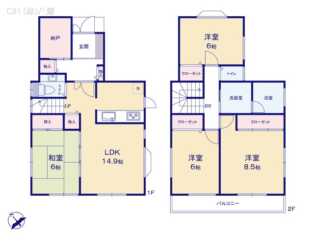 千葉県松戸市和名ケ谷の中古戸建て 4LDK間取図 ※図面と異なる場合は現況を優先