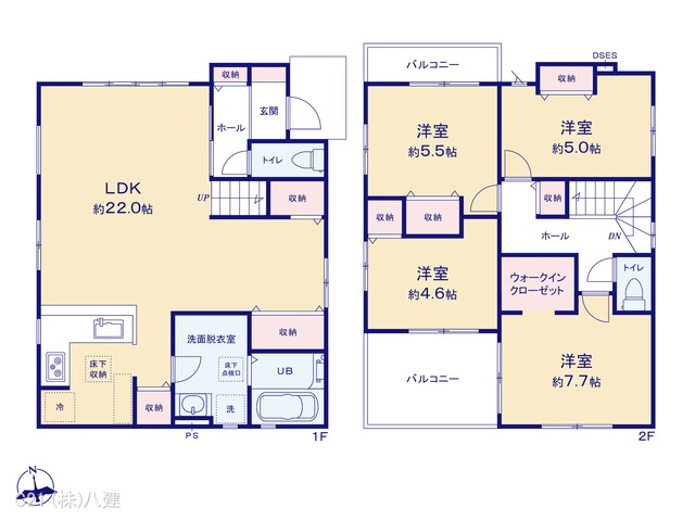 千葉県松戸市小金原1丁目の新築戸建て 4LDK間取図 ※図面と異なる場合は現況を優先