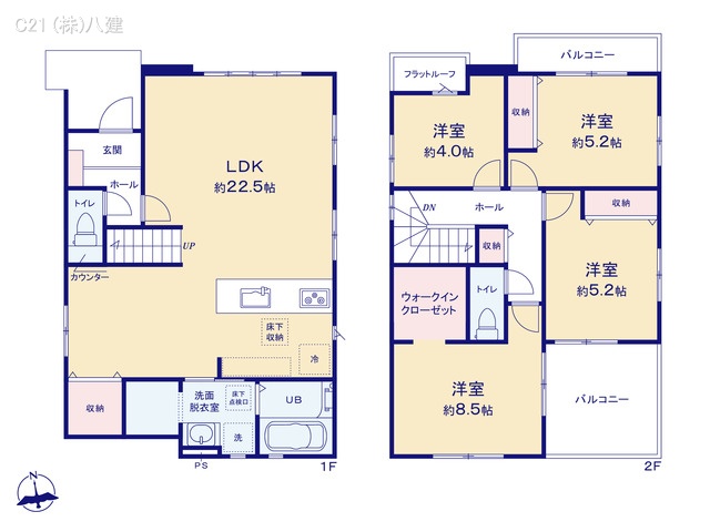 千葉県松戸市小金原１丁目の新築戸建て 4LDK間取図 ※図面と異なる場合は現況を優先