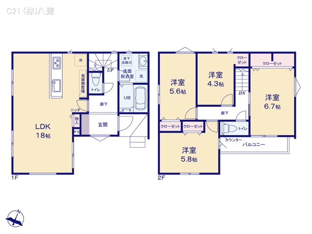 千葉県松戸市八ケ崎１丁目の新築戸建て 4LDK間取図 ※図面と異なる場合は現況を優先