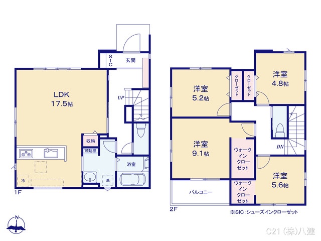 千葉県柏市高田の新築戸建て 4LDK間取図 ※図面と異なる場合は現況を優先