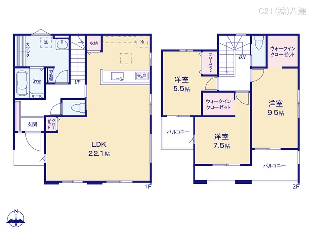 千葉県流山市松ケ丘６丁目の新築戸建て 3LDK間取図 ※図面と異なる場合は現況を優先