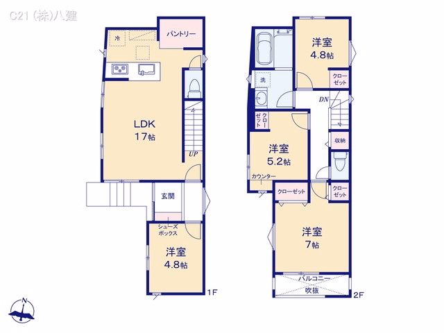 千葉県柏市西原１丁目の新築戸建て 4LDK間取図 ※図面と異なる場合は現況を優先