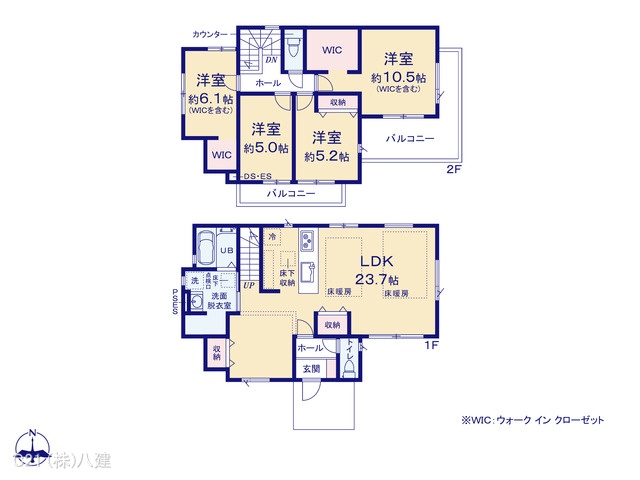 千葉県流山市加４丁目の新築戸建て 4LDK間取図 ※図面と異なる場合は現況を優先