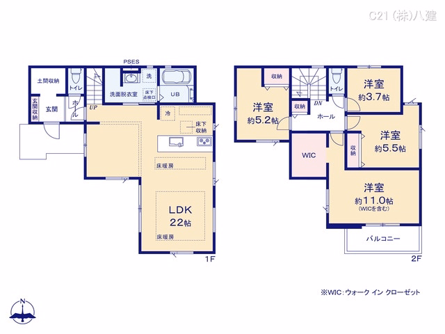 千葉県流山市加4丁目の新築戸建て 4LDK間取図 ※図面と異なる場合は現況を優先
