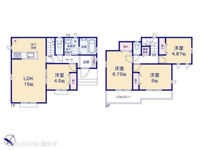 東京都府中市四谷4丁目の新築戸建て 4LDK間取図 ※図面と異なる場合は現況を優先