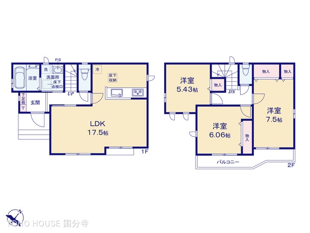 東京都府中市四谷4丁目の新築戸建て 3LDK間取図 ※図面と異なる場合は現況を優先