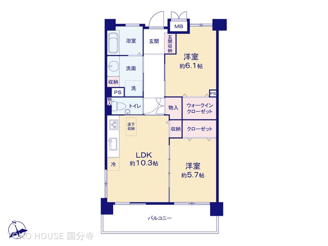 東京都小金井市貫井北町3丁目のマンション『ルミナス武蔵小金井C棟』 2LDK間取図 ※図面と異なる場合は現況を優先