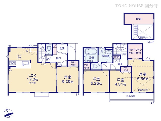 東京都府中市四谷４丁目の新築戸建て 4LDK間取図 ※図面と異なる場合は現況を優先