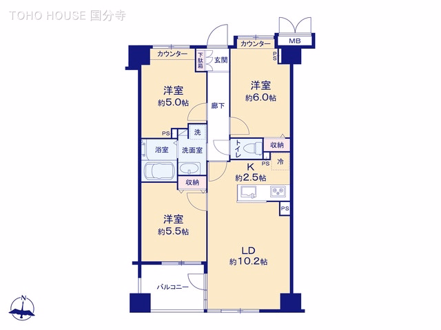 中古マンション サンデュエル府中 間取図