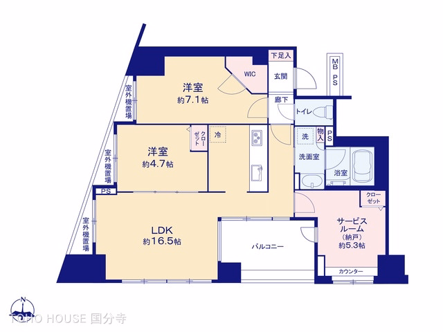 中古マンション クリオ府中中河原 間取図