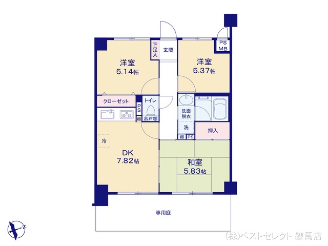 東京都練馬区西大泉1丁目のマンション『センチュリー大泉学園』 3DK間取図 ※図面と異なる場合は現況を優先