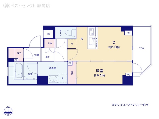 東京都練馬区北町3丁目のマンション『AXAS練馬北町』 1DK間取図 ※図面と異なる場合は現況を優先