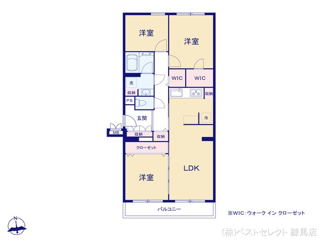 東京都練馬区富士見台1丁目のマンション『富士見台パークホームズ』 3LDK間取図 ※図面と異なる場合は現況を優先