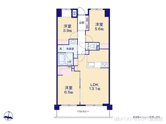 東京都練馬区中村北1丁目のマンション『藤和ハイタウン練馬』 3LDK間取図 ※図面と異なる場合は現況を優先