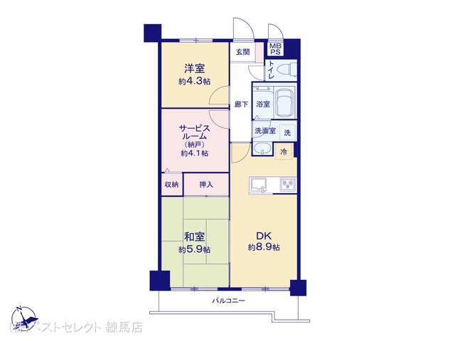 東京都練馬区錦1丁目のマンション『セザール上板橋』 2SDK間取図 ※図面と異なる場合は現況を優先