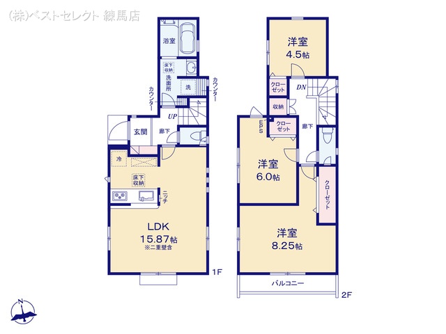 東京都練馬区下石神井５丁目の新築戸建て 3LDK間取図 ※図面と異なる場合は現況を優先