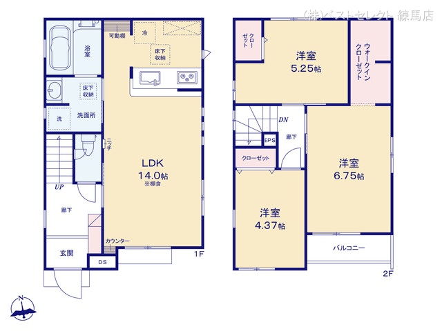 東京都練馬区下石神井5丁目の新築戸建て 3LDK間取図 ※図面と異なる場合は現況を優先