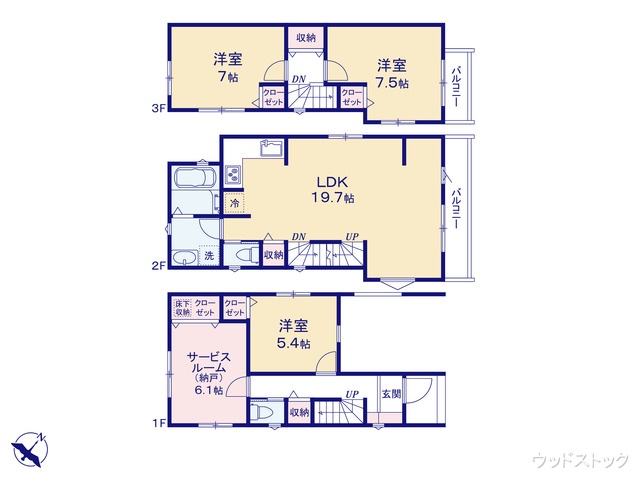 東京都三鷹市牟礼6丁目の新築戸建て 3LDK間取図 ※図面と異なる場合は現況を優先