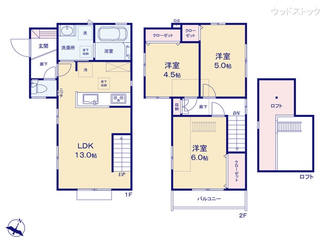 東京都調布市入間町1丁目の新築戸建て 3LDK間取図 ※図面と異なる場合は現況を優先