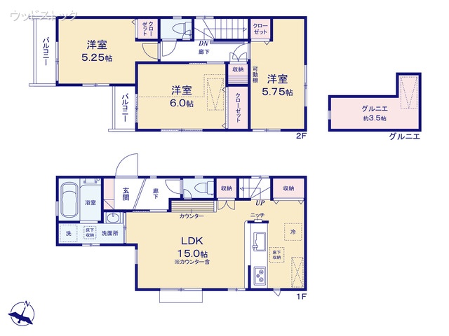 東京都調布市入間町2丁目の新築戸建て 3LDK間取図 ※図面と異なる場合は現況を優先