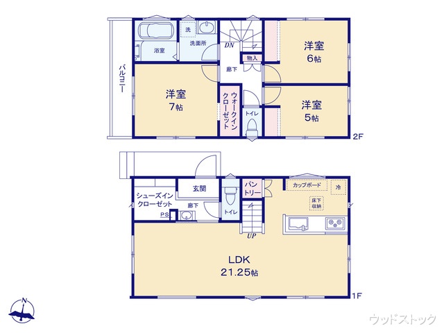 東京都三鷹市北野2丁目の新築戸建て 3LDK間取図 ※図面と異なる場合は現況を優先