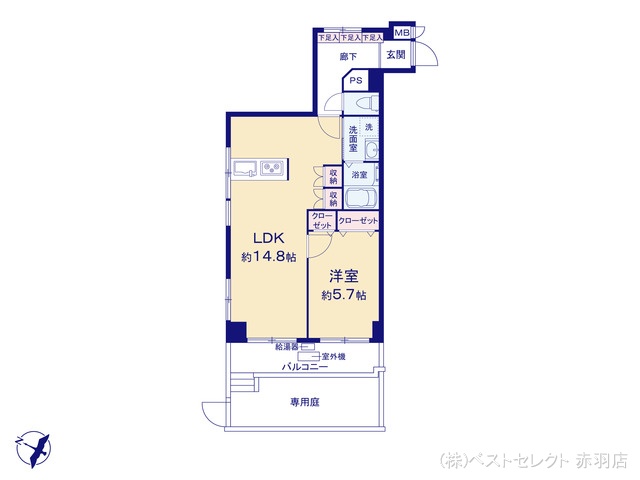 東京都板橋区坂下1丁目のマンション『コーラルハイツ蓮根II』 1LDK間取図 ※図面と異なる場合は現況を優先