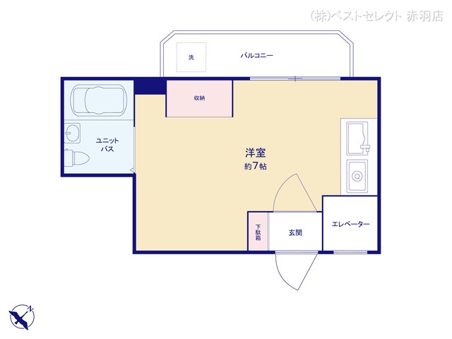 東京都北区中里1丁目のマンション『駒込マンション』 1ワンルーム間取図 ※図面と異なる場合は現況を優先