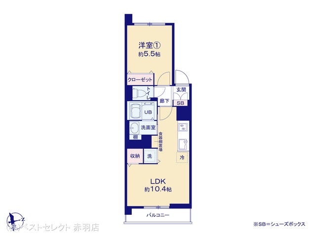 東京都板橋区東新町1丁目のマンション『南ときわ台ローヤルコーポ』 1LDK間取図 ※図面と異なる場合は現況を優先