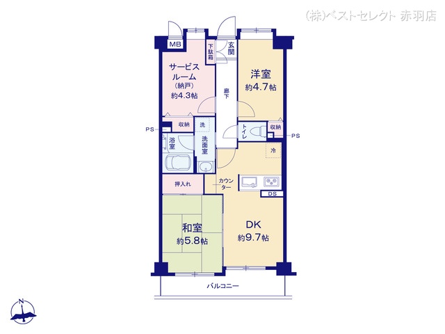 東京都板橋区大谷口北町のマンション『スカーラ板橋』 2SDK間取図 ※図面と異なる場合は現況を優先