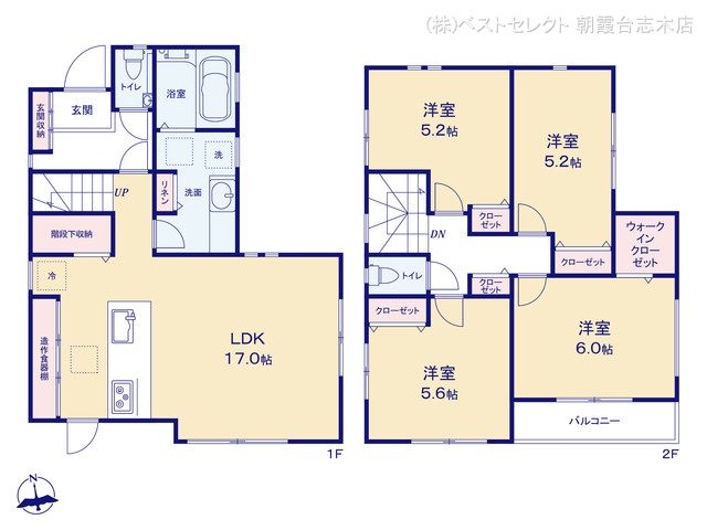 埼玉県朝霞市宮戸2丁目の新築戸建て 4LDK間取図 ※図面と異なる場合は現況を優先