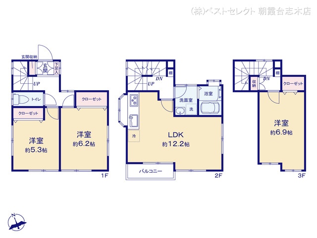埼玉県朝霞市幸町１丁目の中古戸建て 3LDK間取図 ※図面と異なる場合は現況を優先