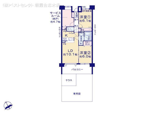 埼玉県朝霞市三原1丁目のマンション『ベルポート朝霞台参番館』 2SLDK間取図 ※図面と異なる場合は現況を優先
