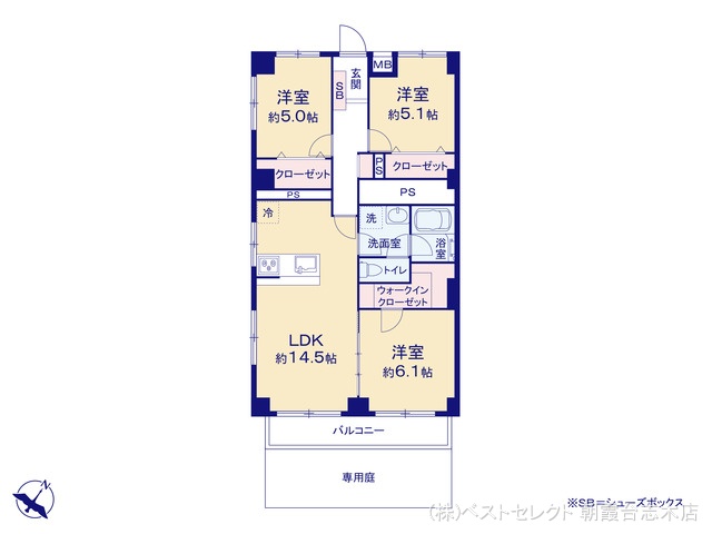 埼玉県和光市白子3丁目のマンション『西高島平スカイハイツ』 3LDK間取図 ※図面と異なる場合は現況を優先