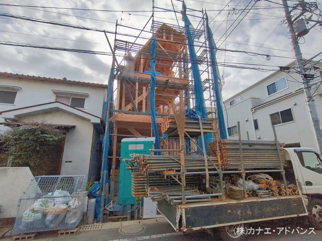 千葉県市川市福栄３丁目の新築戸建て上棟写真 2026年2月23日撮影