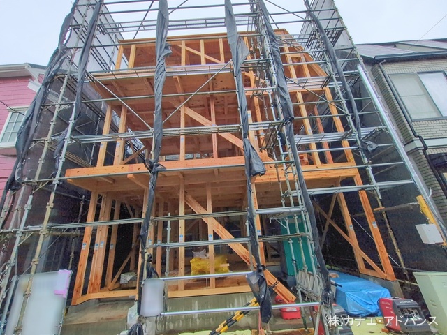 千葉県市川市新田３丁目の新築戸建て上棟写真 2026年2月24日撮影