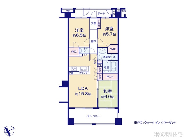 東京都府中市押立町１丁目のマンション『オーベル府中武蔵野台』 3LDK間取図 ※図面と異なる場合は現況を優先