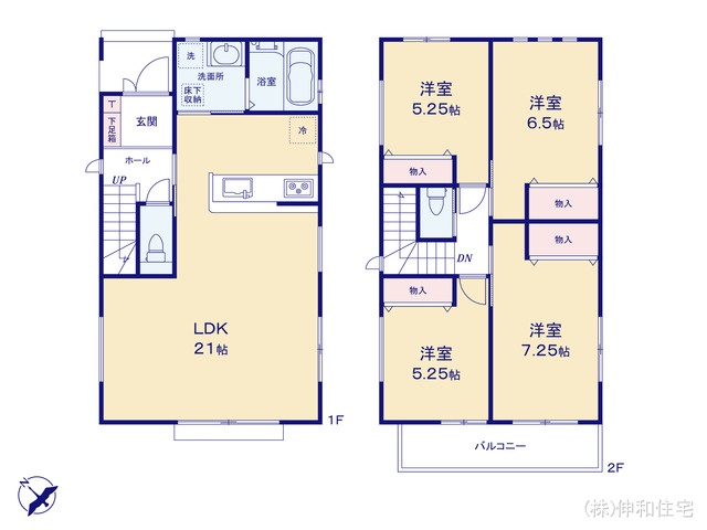 千葉県千葉市花見川区朝日ケ丘3丁目の新築戸建て 4LDK間取図 ※図面と異なる場合は現況を優先