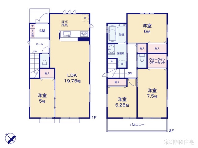 千葉県千葉市花見川区朝日ケ丘3丁目の新築戸建て 4LDK間取図 ※図面と異なる場合は現況を優先