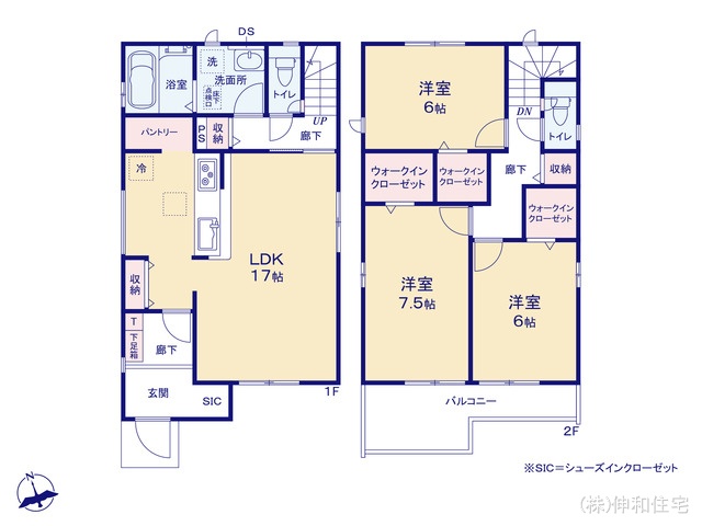 千葉県千葉市花見川区瑞穂3丁目の新築戸建て 3LDK間取図 ※図面と異なる場合は現況を優先