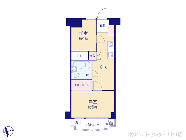 埼玉県川口市川口４丁目のマンション『川口第一永谷マンション』 2DK間取図 ※図面と異なる場合は現況を優先